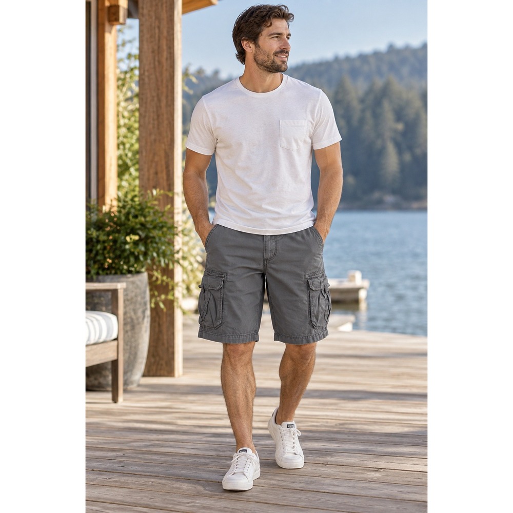 UNIONBAY Men Cargo Shorts Gray 32 Authentic Fit Casual Utility Pockets RN60307